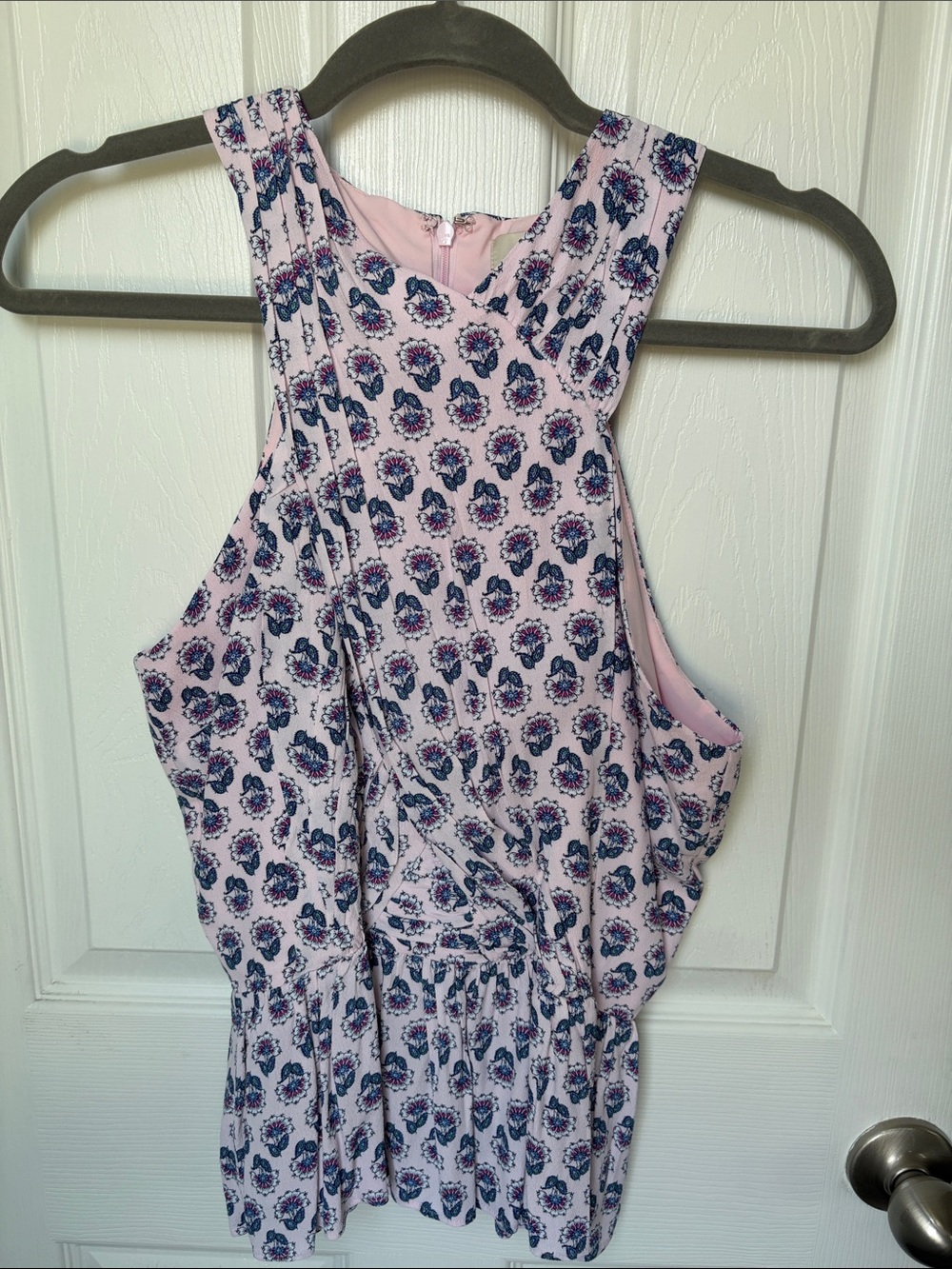 LOFT Pink Sleeveless Floral-Print Top